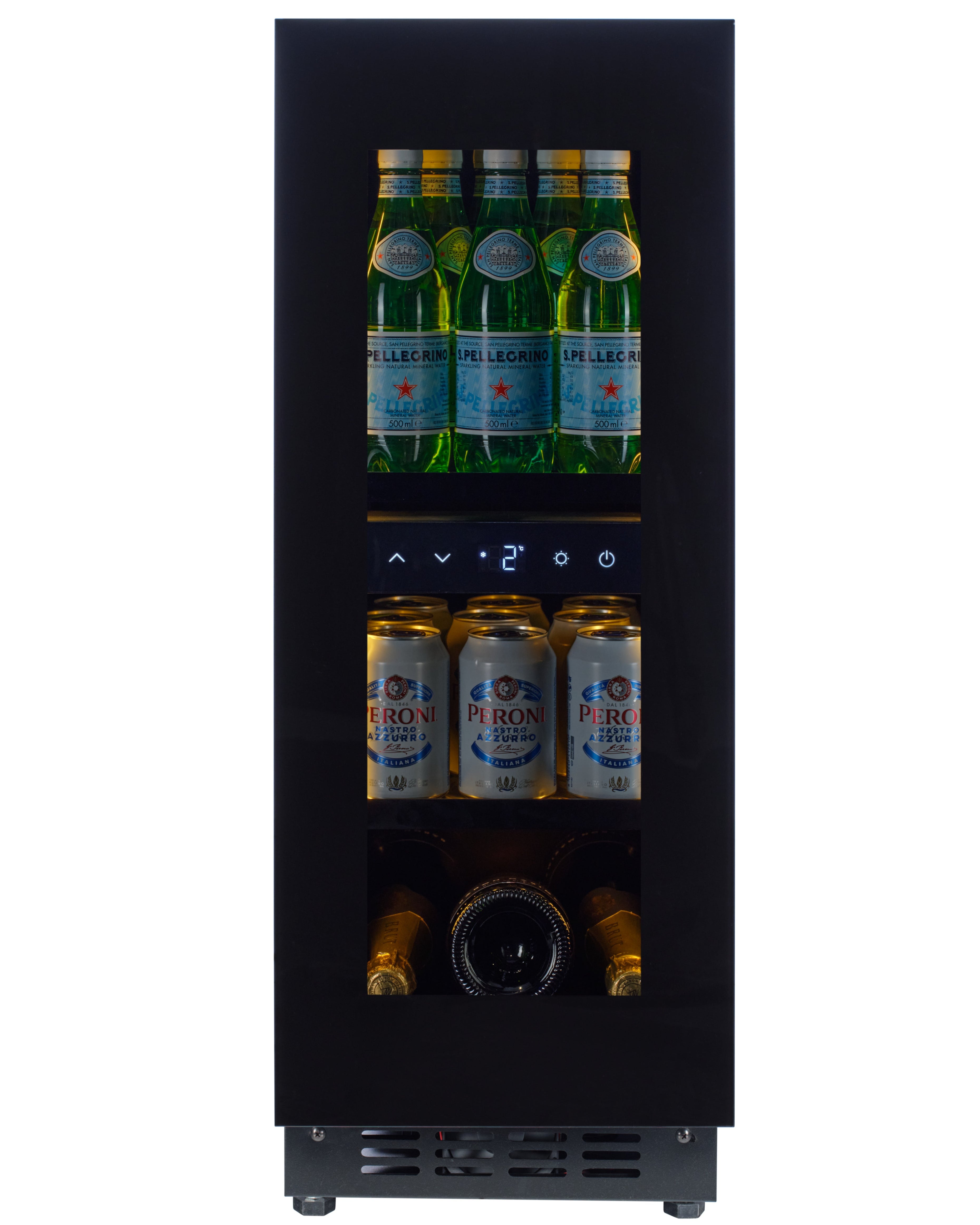 BV18B-TO - Push 2 Open Beverage Fridge - 51L - Black Glass
