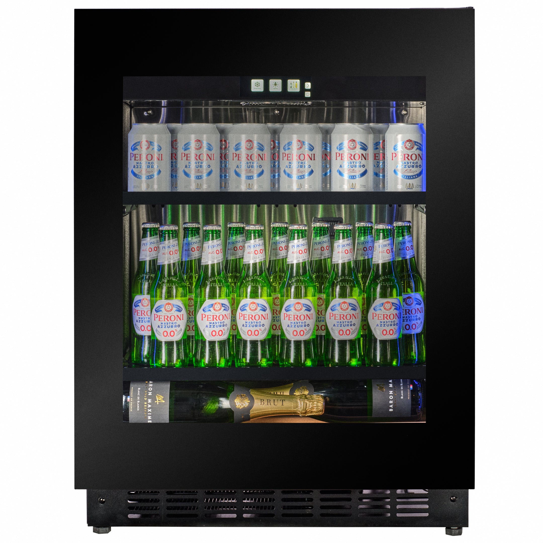 BV30B-TO - 450mm Depth - Push 2 Open Beverage Fridge - 77L - Black Glass