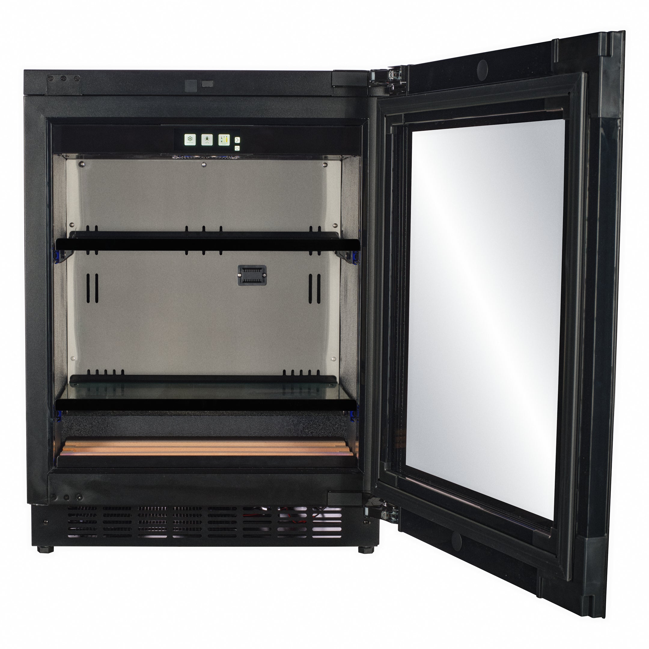 BV30B-TO - 450mm Depth - Push 2 Open Beverage Fridge - 77L - Black Glass