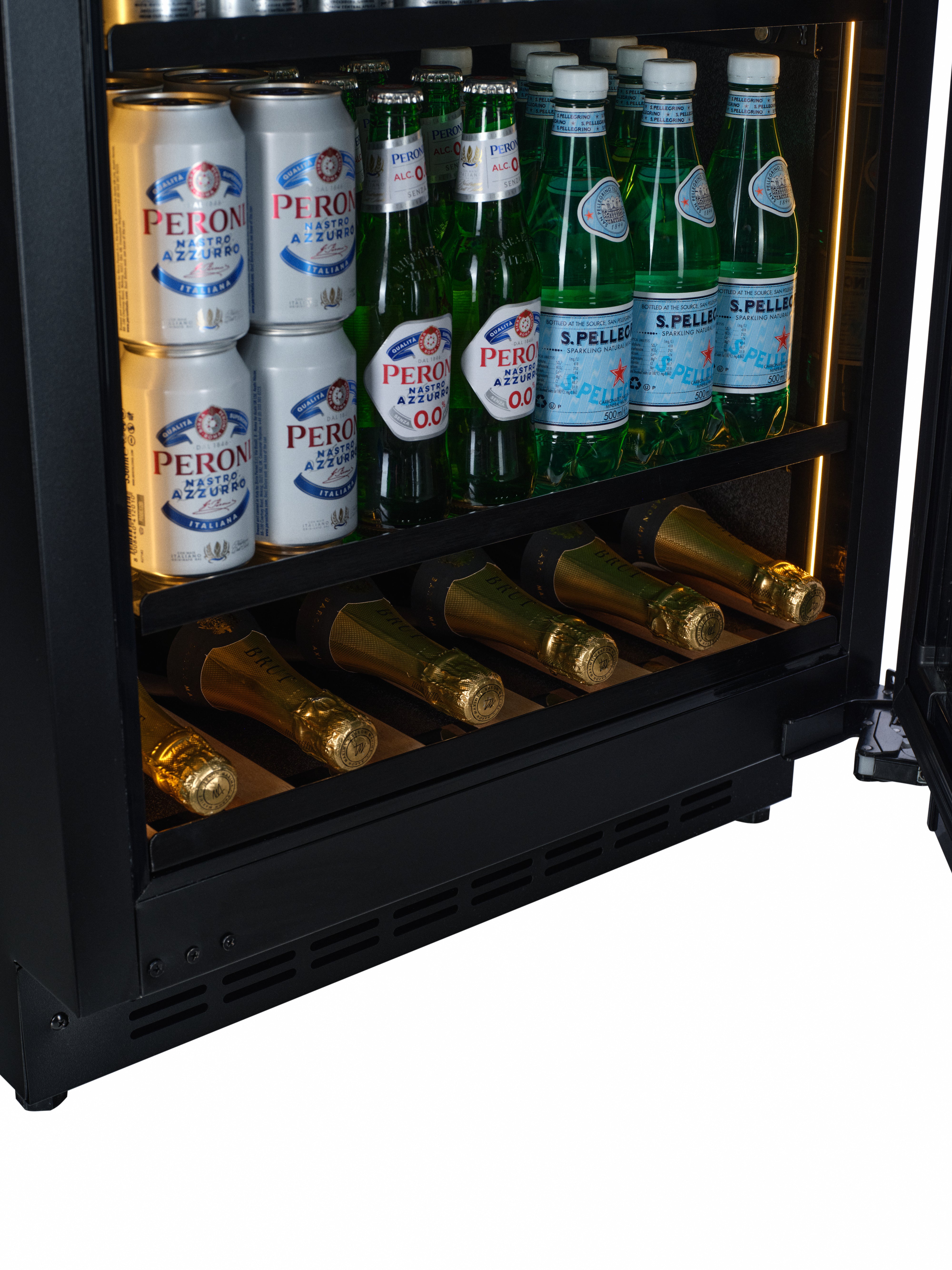 BV34B-TO - Push 2 Open Beverage Fridge - 118L - Black Glass