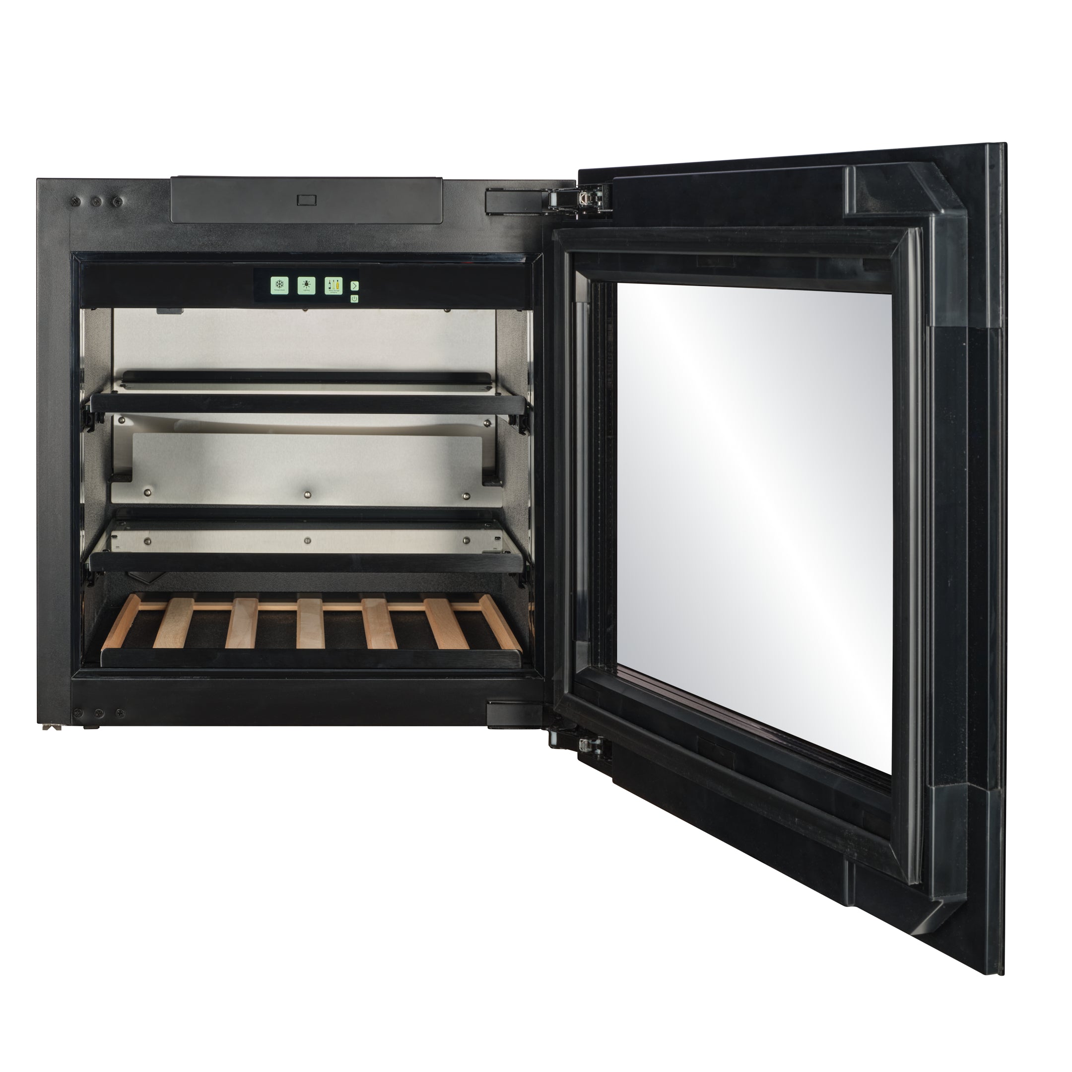 BVI-24B-TO - Push To Open Integrated Beverage Fridge - 62L - Black Glass