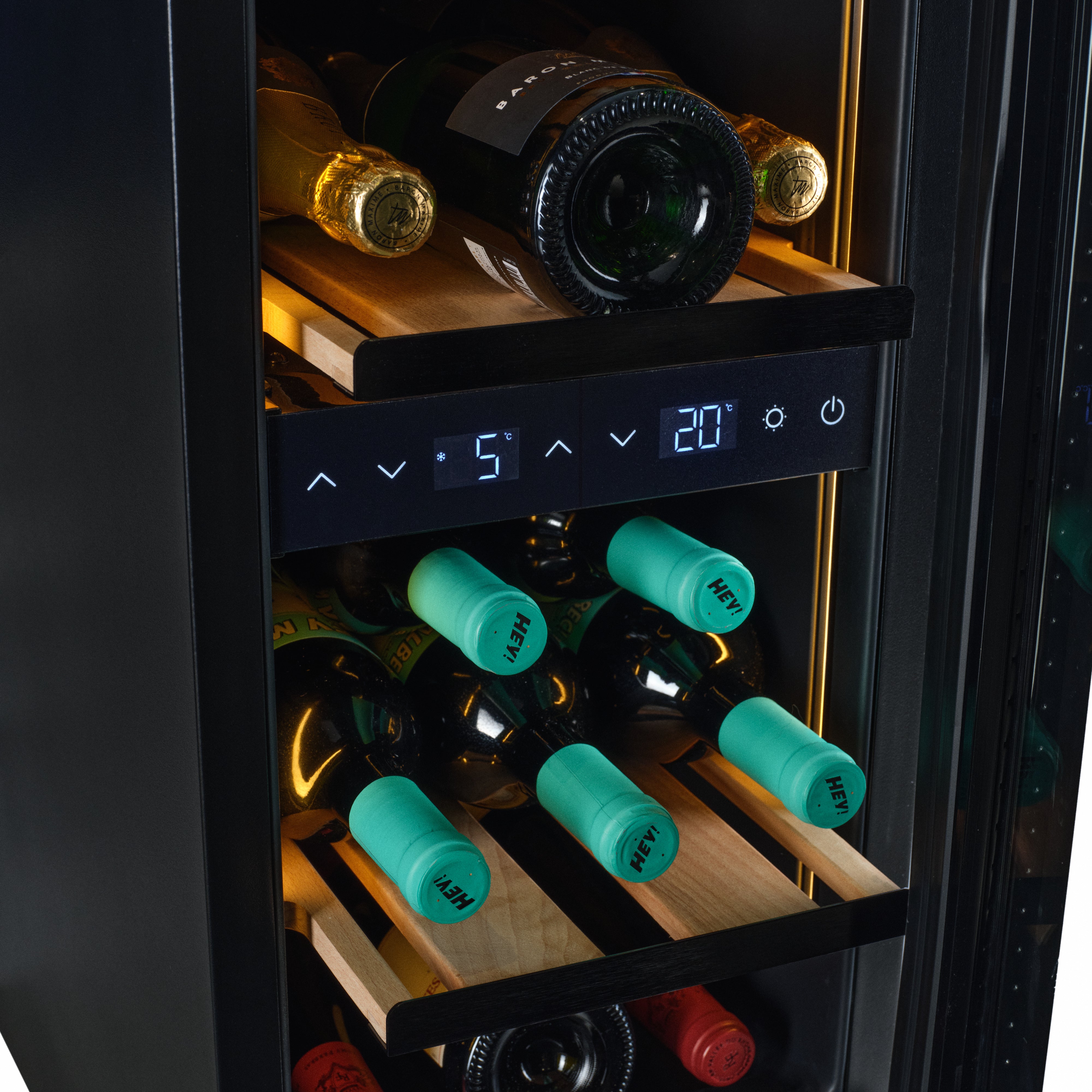 W18B-TO - Push 2 Open Wine Fridge - 18 Bottle - Black Glass