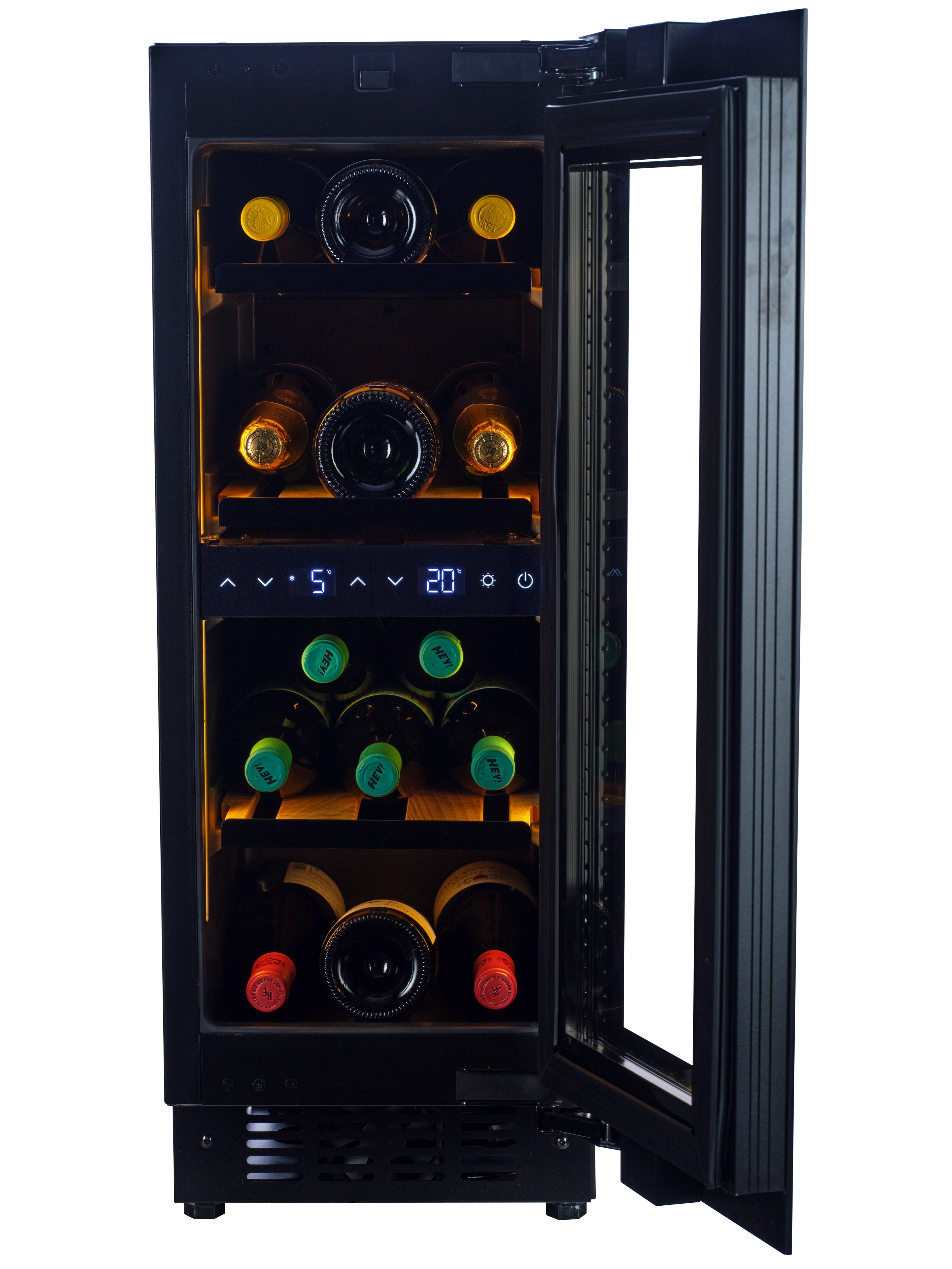 W18B-TO - Push 2 Open Wine Fridge - 18 Bottle - Black Glass