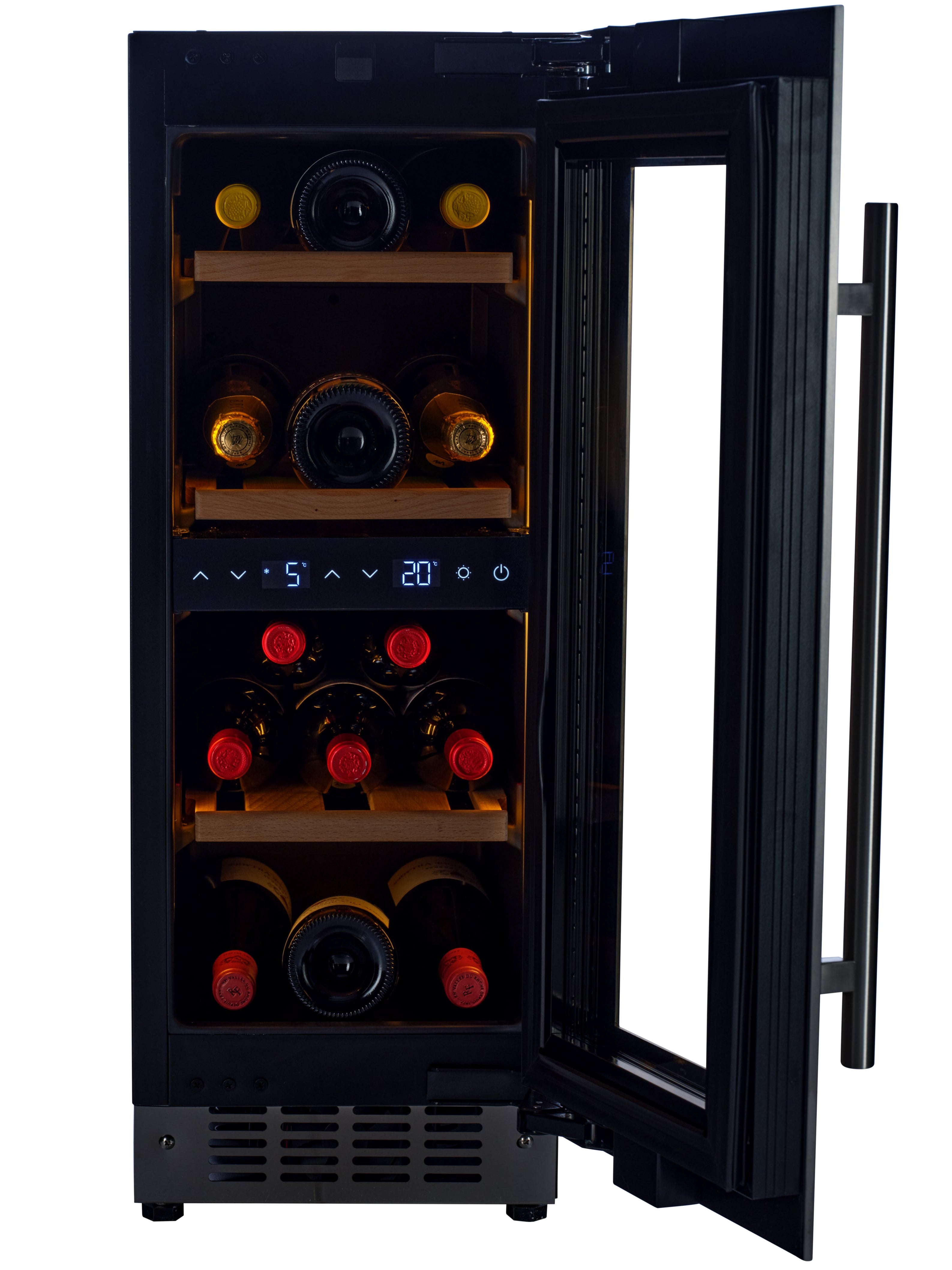 W18D-BH - Dual Zone Wine Fridge - 18 Bottle - Black Glass