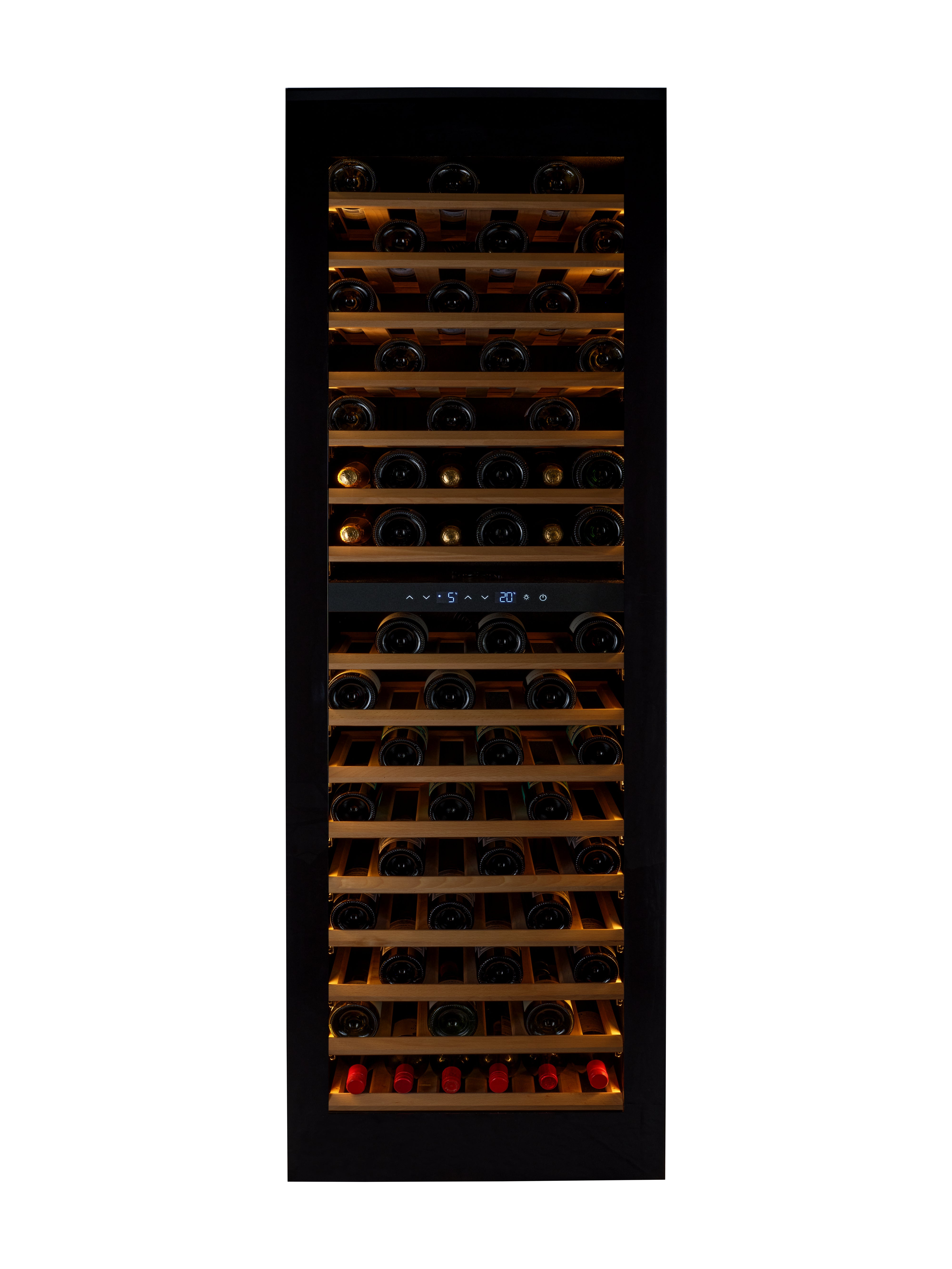 W96B-TO - Push To Open Integrated Wine Fridge - 96 Bottle - Black Glass