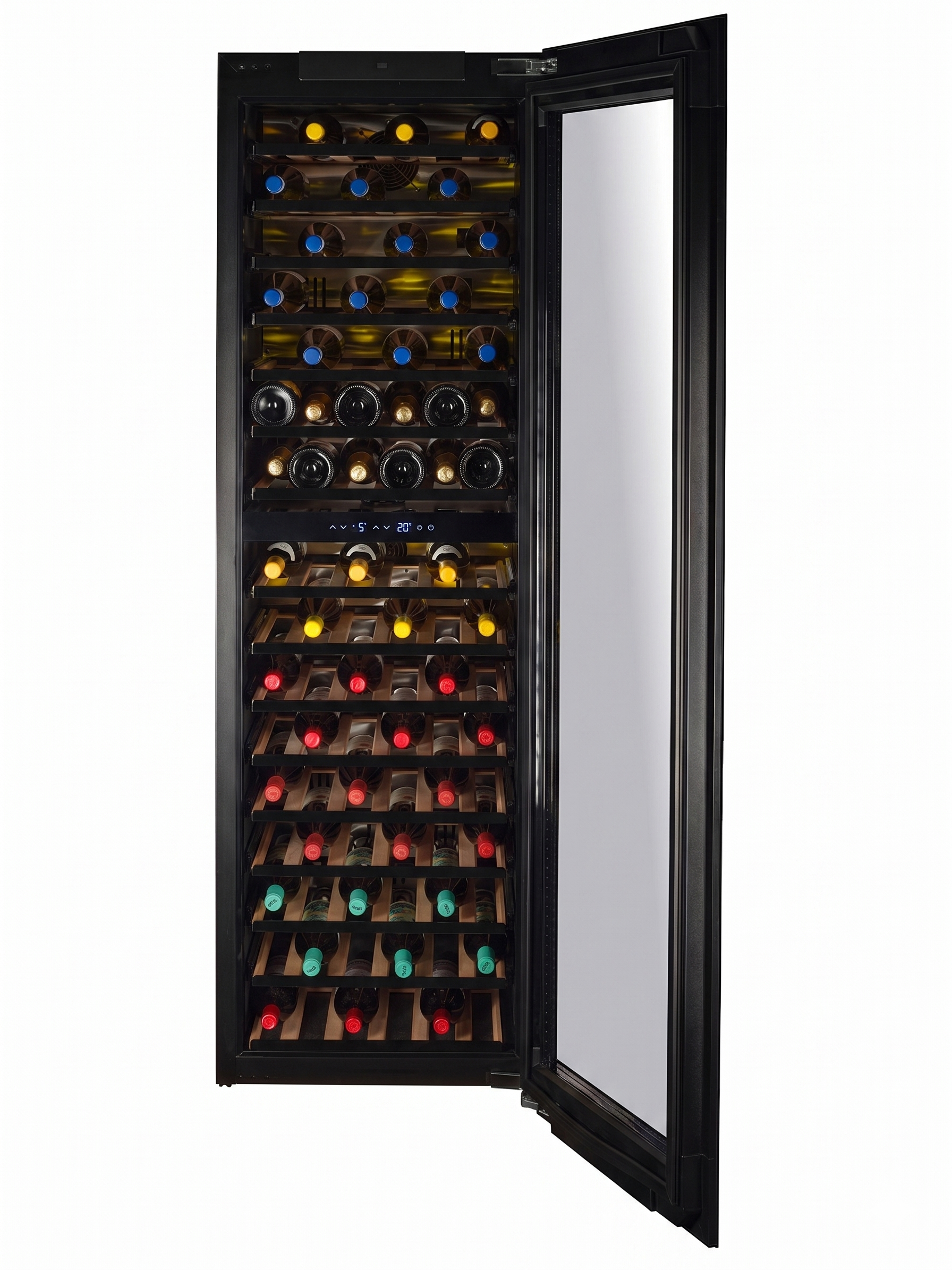 END OF LINE - W96B-TO - Push To Open Integrated Wine Fridge - 96 Bottle - Black Glass