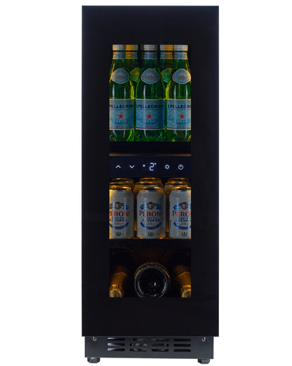 BV18B-TO - Push 2 Open Beverage Fridge - 51L - Black Glass