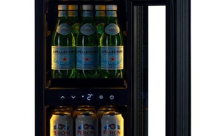 BV18B-TO - Push 2 Open Beverage Fridge - 51L - Black Glass