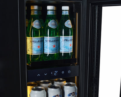 BV18B-TO - Push 2 Open Beverage Fridge - 51L - Black Glass