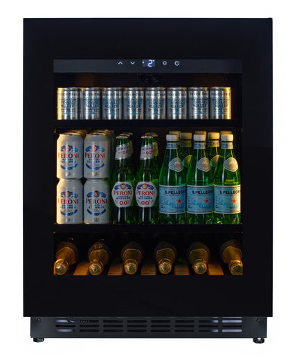 BV34B-TO - Push 2 Open Beverage Fridge - 118L - Black Glass
