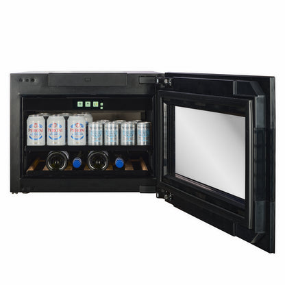 BVI-17B-TO - Push To Open Integrated Beverage Fridge - 37L - Black Glass