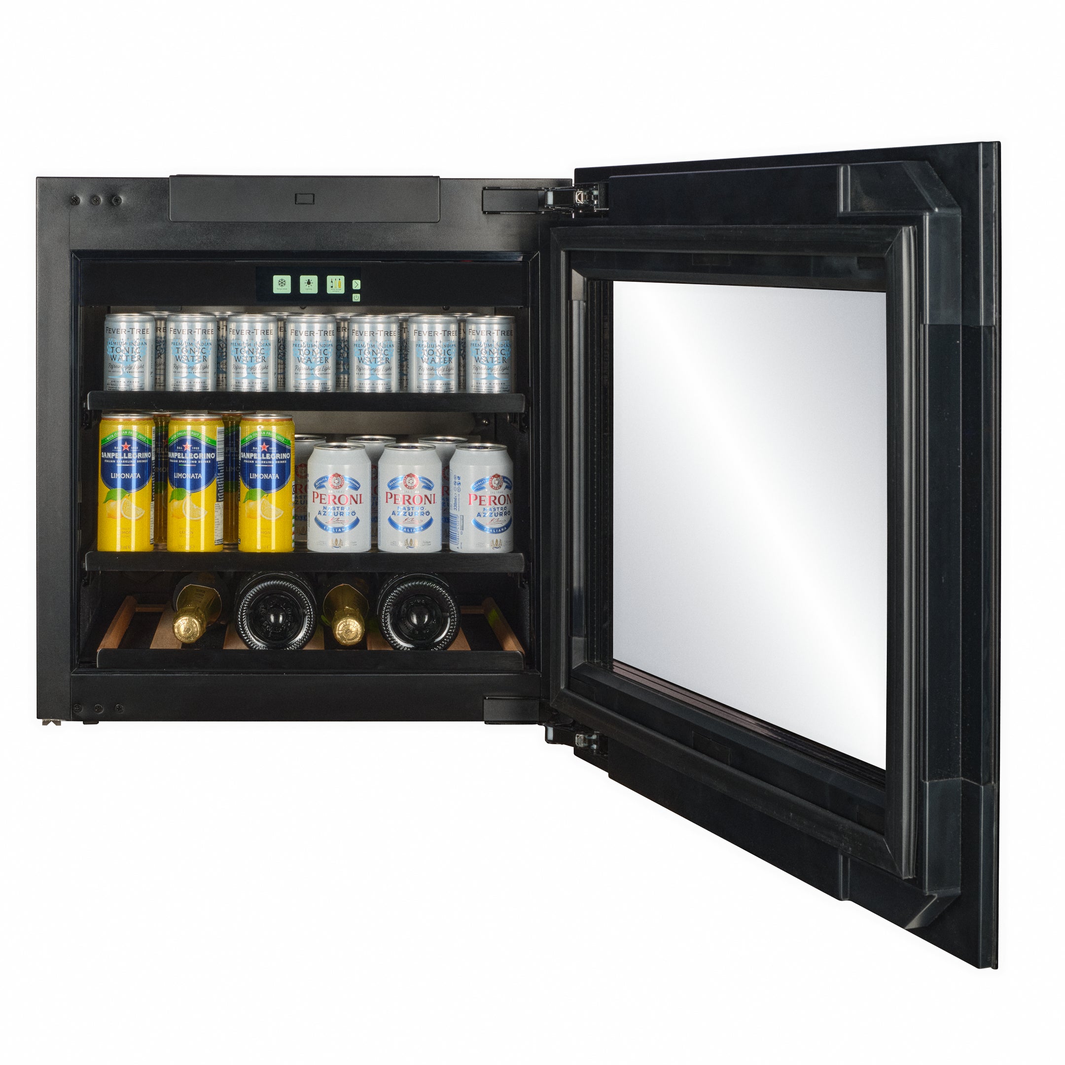 BVI-24B-TO - Push To Open Integrated Beverage Fridge - 62L - Black Glass