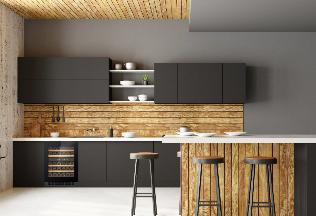 W34B-TO - Push 2 Open Wine Fridge - 36 Bottle - Black Glass