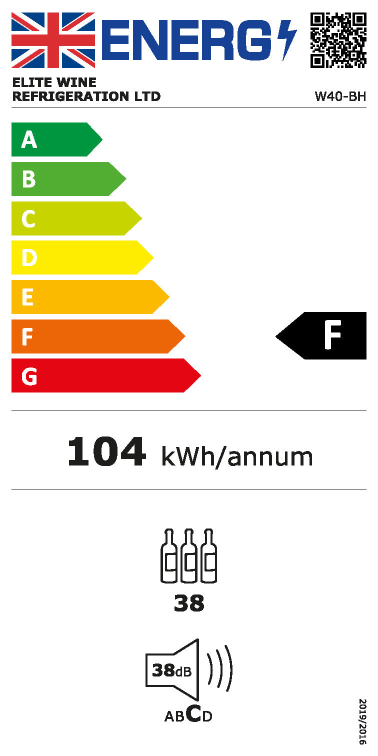 W40-BH - Wine Fridge - Single Zone - 38 Bottle - Black