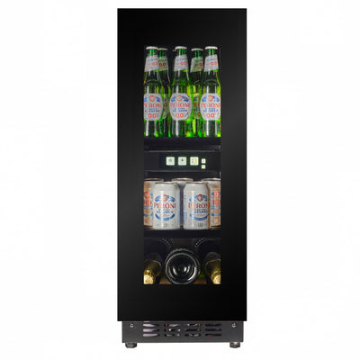 TFT-BV18B-TO - 300mm wide - Push 2 Open Beverage Fridge - 51L - Black Glass