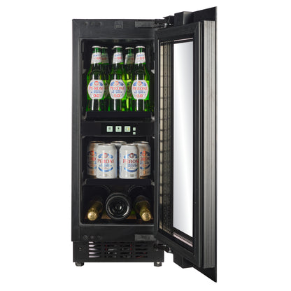 TFT-BV18B-TO - 300mm wide - Push 2 Open Beverage Fridge - 51L - Black Glass