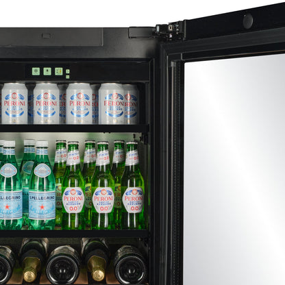 TFT-BV34B-TO - Push 2 Open Beverage Fridge - 118L - Black Glass