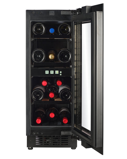 TFT-W18B-TO - Push 2 Open Wine Fridge - 18 Bottle - Black Glass