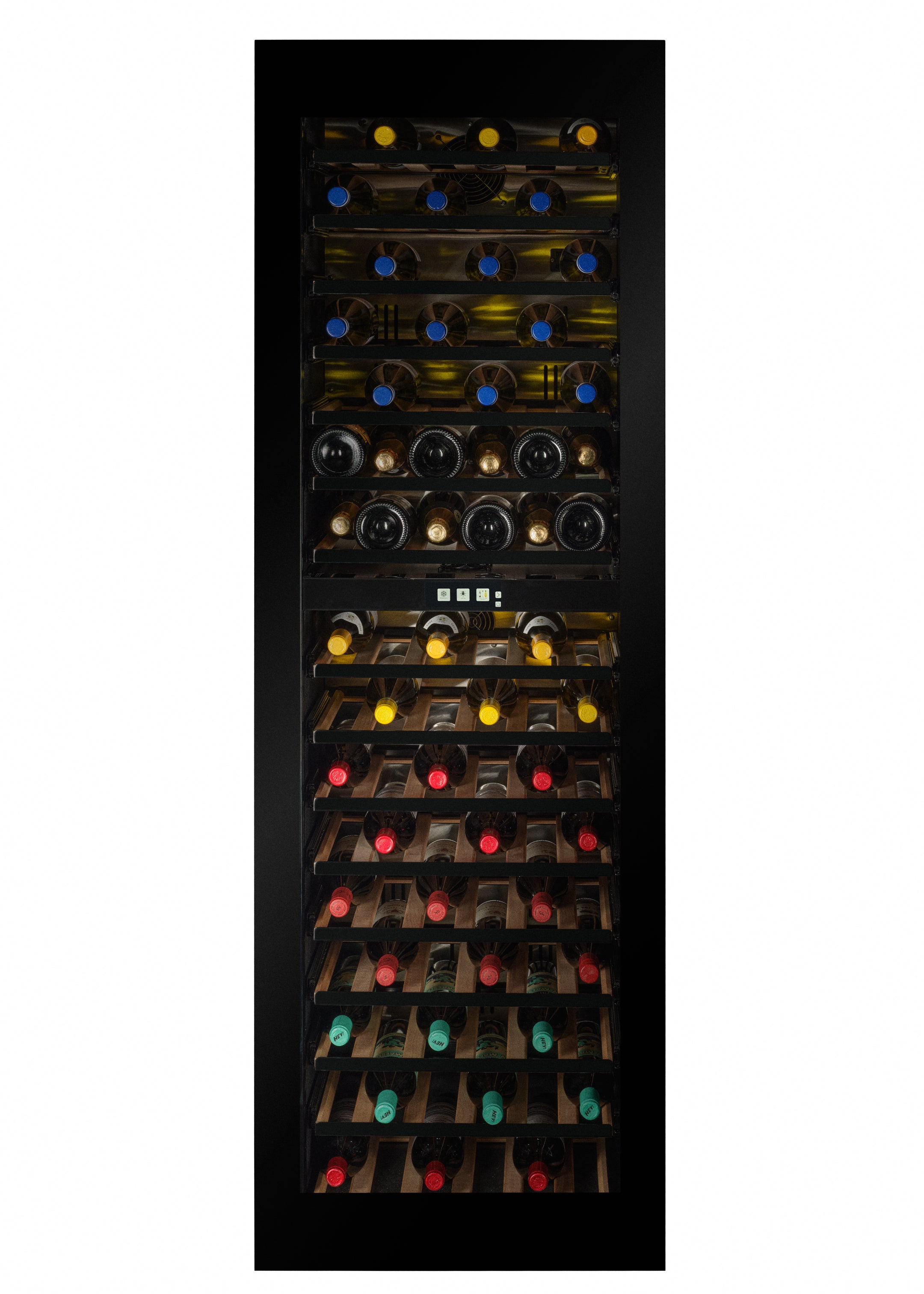 TFT-W96B-TO - Push To Open Integrated Wine Fridge - 96 Bottle - Black Glass