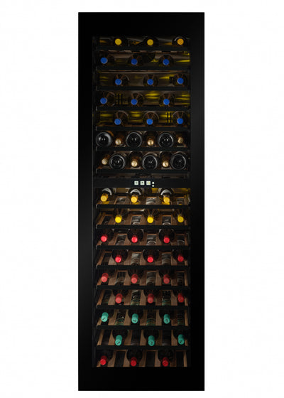 TFT-W96B-TO - Push To Open Integrated Wine Fridge - 96 Bottle - Black Glass