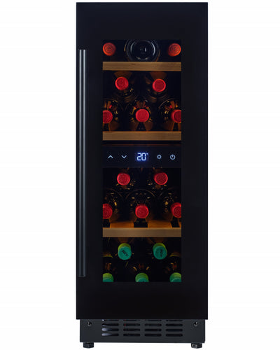 W18S-BH - Single Zone Wine Fridge - 18 Bottle - Black glass
