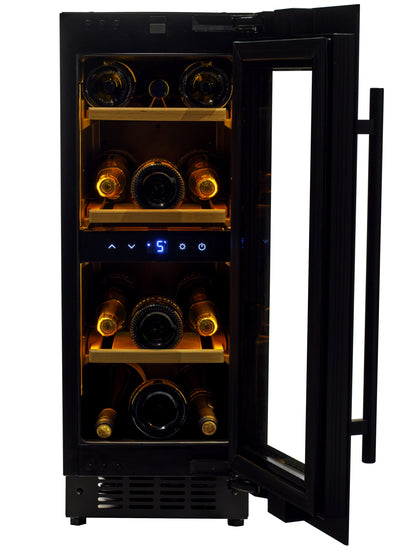 W18S-BH - Single Zone Wine Fridge - 18 Bottle - Black glass