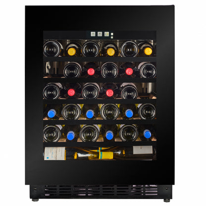 W30B-TO - 450mm Deep - Push2Open Wine Fridge - 33 Bottle - Black Glass