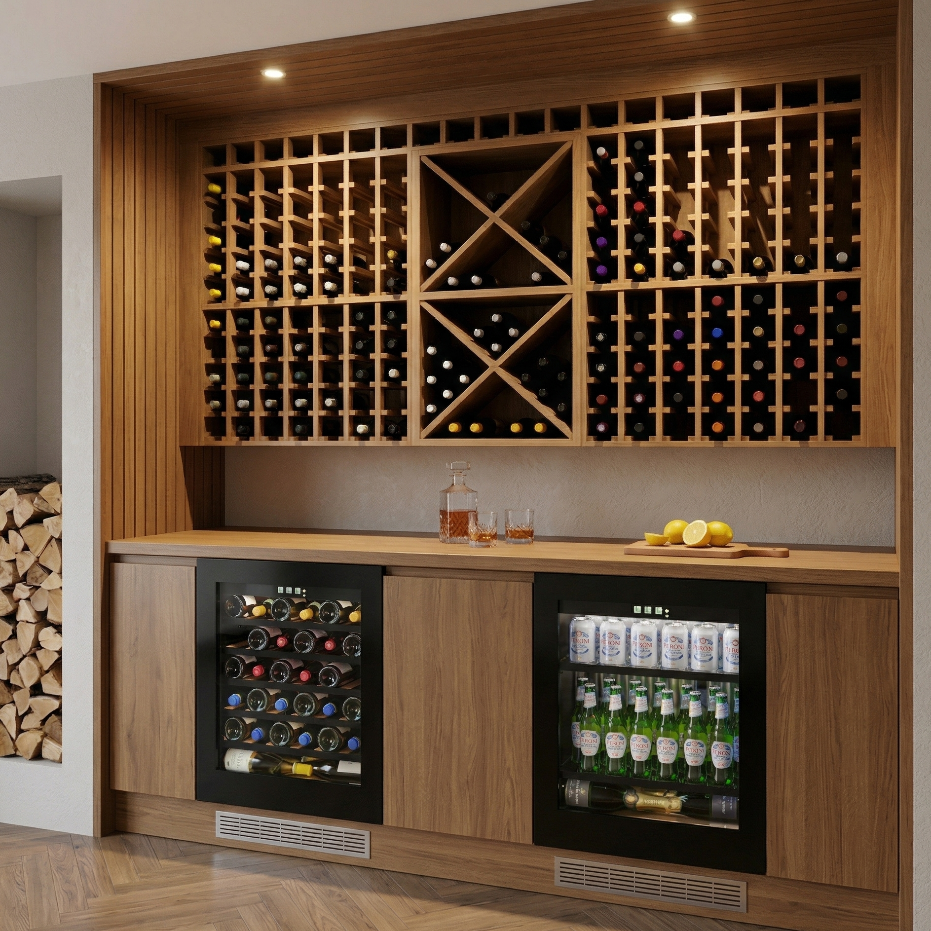 BV30B-TO - 450mm Depth - Push 2 Open Beverage Fridge - 77L - Black Glass