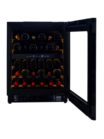 W34B-TO - Push 2 Open Wine Fridge - 36 Bottle - Black Glass