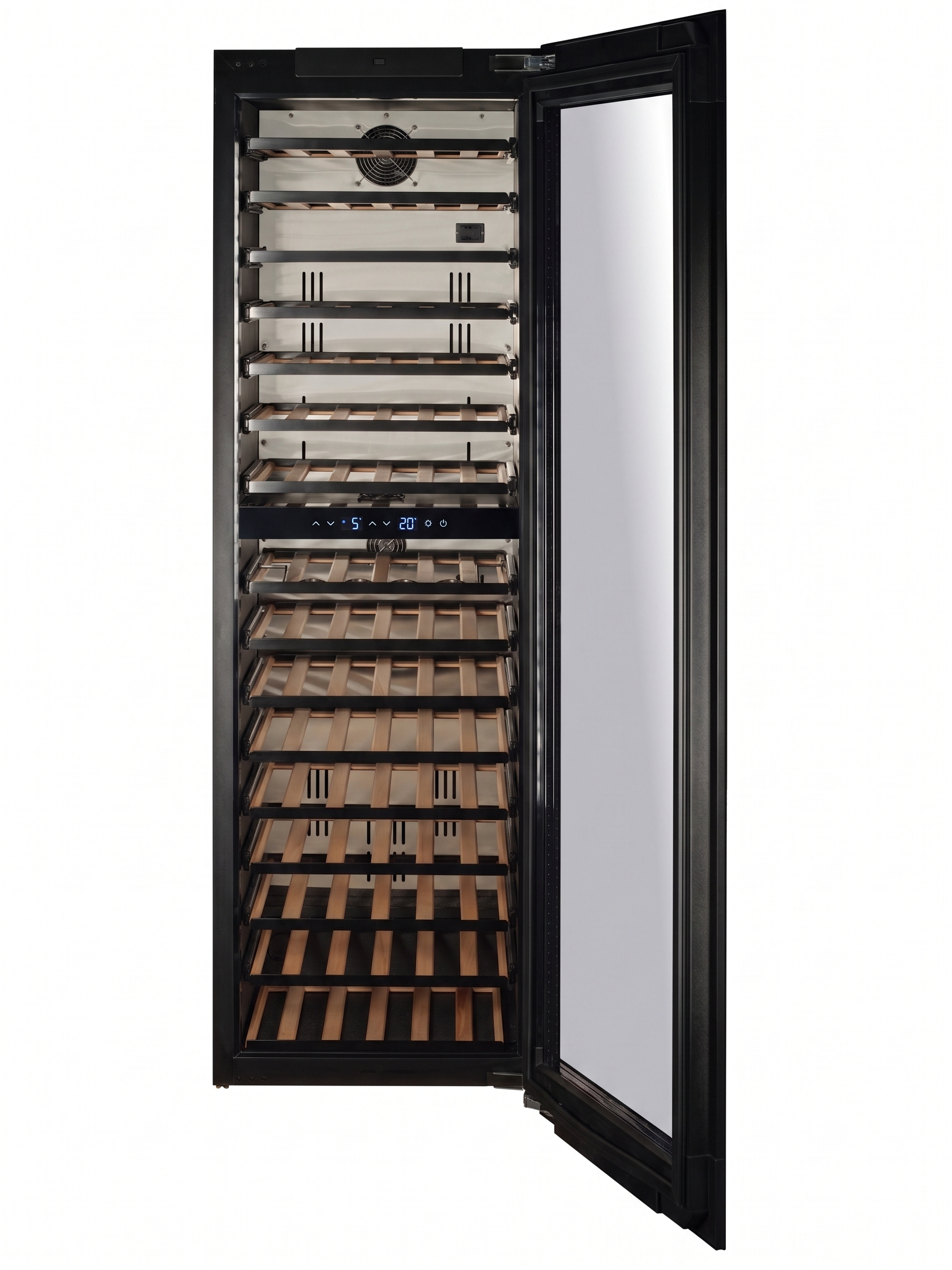 END OF LINE - W96B-TO - Push To Open Integrated Wine Fridge - 96 Bottle - Black Glass