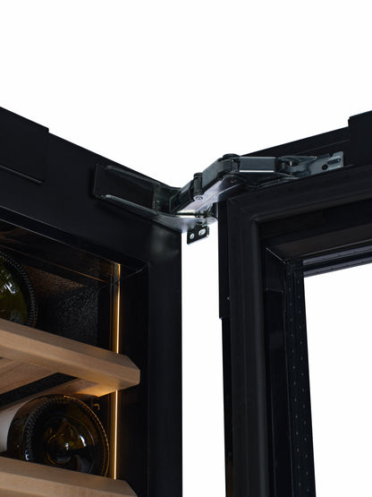 W96B-TO - Push To Open Integrated Wine Fridge - 96 Bottle - Black Glass
