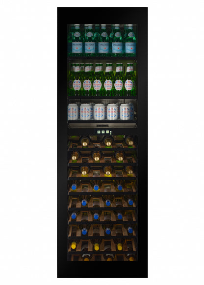 WBV99B-TO - Push To Open Integrated Beverage Center - Black Glass