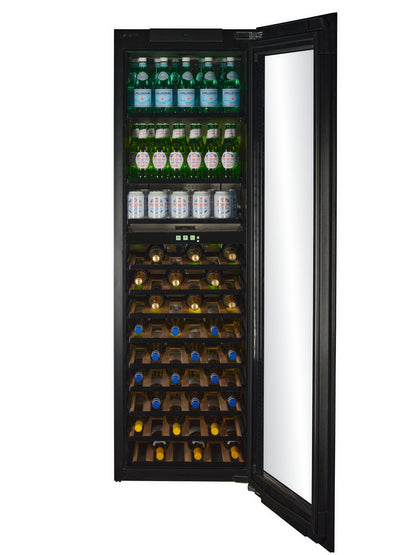 WBV99B-TO - Push To Open Integrated Beverage Center - Black Glass