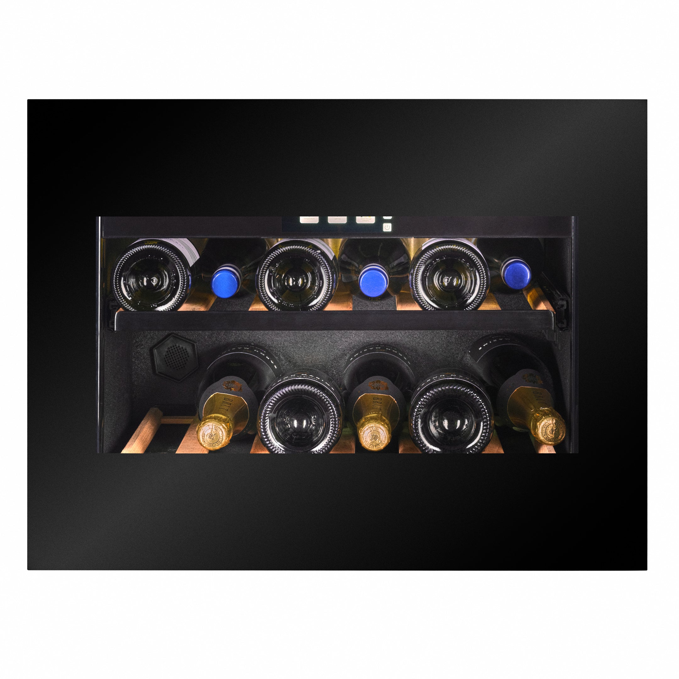 WI-17B-TO - Push To Open Integrated Wine Fridge - 17 Bottle - Black Glass